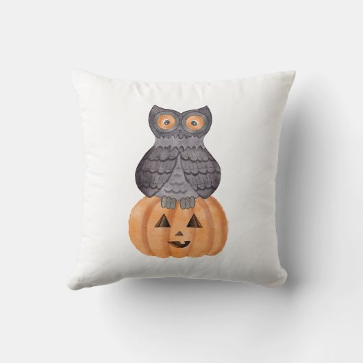 Uil en pompoen in de waterverf kussen (Achterkant)