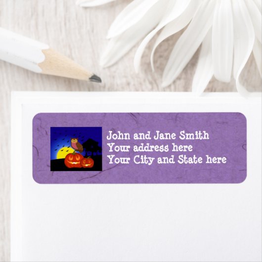 Uil en pompoenen etiket (Insitu)