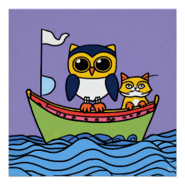 Uil en Pussycat Glossy Poster