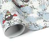 Uil en sneeuw patroon cadeaupapier (Rol Hoek)