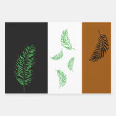 Uil en varen inpakpapier Flat Sheet Set van 3 Vel (Voorkant 3)