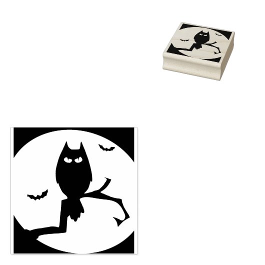 Uil en vleermuizen silhouet kunst stempel (Gestempeld)