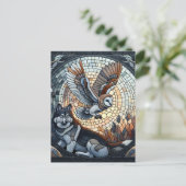 Uil en Wolf Mozaïek Ai Art Briefkaart (Staand voorkant)