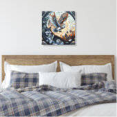 Uil en Wolf Mozaïek Ai Art Canvas Afdruk (Insitu (Slaapkamer))