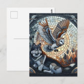Uil en Wolf Mozaïek Ai Kunst Briefkaart (Voorkant / Achterkant)