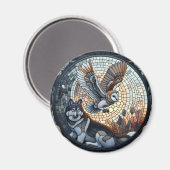 Uil en Wolf Mozaïek Ai Kunst Magneet (Voorkant / Achterkant)