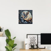 Uil en Wolf Mozaïek Ai Kunst Poster (Thuiskantoor)