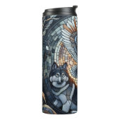 Uil en Wolf Mozaïek Natuur Ai Art Thermosbeker (Gedraaid links)