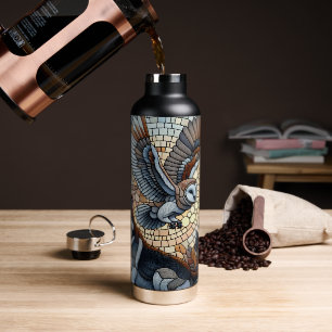 Uil en Wolf Mozaïek Natuur Ai Kunst Waterfles