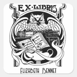 Uil Ex Libris boekplaat Vierkante Sticker