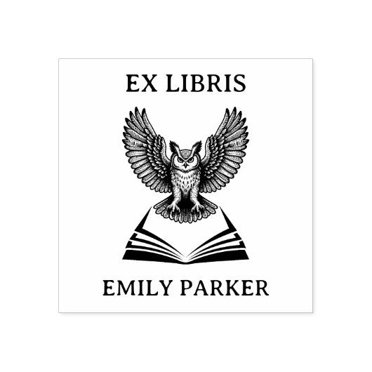  Uil Ex Libris Custom Name Bookplate Rubberstempel (Afrduk)