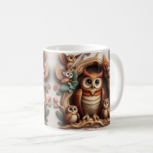Uil Familie Mok: Een Hoot of a Gift voor Vogellief Koffiemok (Voorkant rechts)