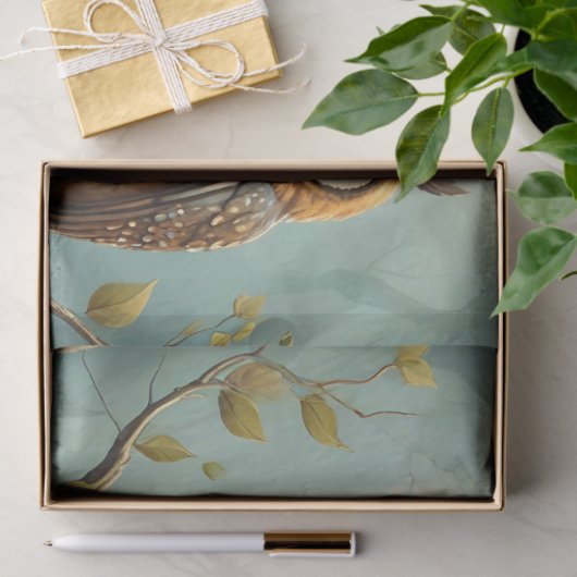 Uil familie op een tak tissuepapier (Geschenk)