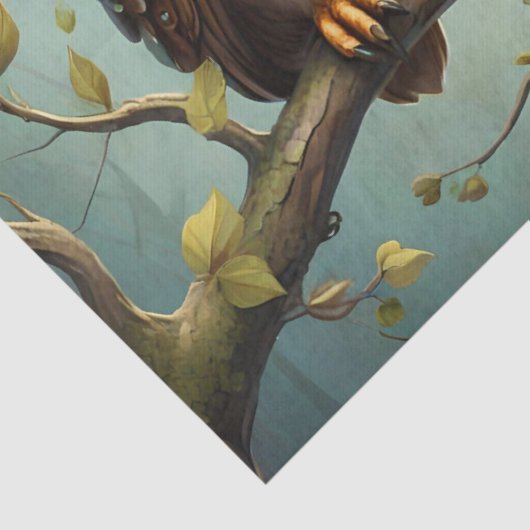 Uil familie op een tak tissuepapier (Detail)