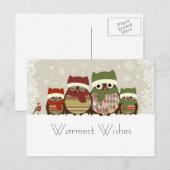 Uil Familie Postkaart met Beste Wensen Feestdagenkaart (Voorkant / Achterkant)