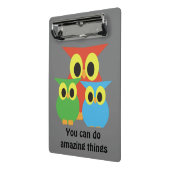 Uil familie: rood, groen en blauw mini klembord (Angled2)