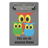 Uil familie: rood, groen en blauw mini klembord (Voorkant)