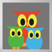 Uil familie: Rood, Groen en Blauw