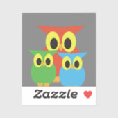 Uil familie: Rood, Groen en Blauw Sticker (Vel)