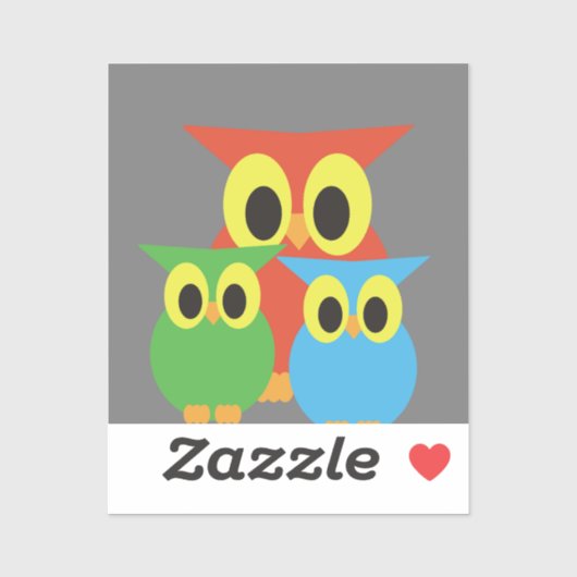 Uil familie: Rood, Groen en Blauw Sticker (Vel)
