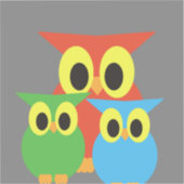 Uil familie: Rood, Groen en Blauw Sticker (Voorkant)