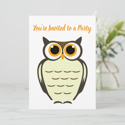 Uil Feest Uitnodiging (Staand voorkant)