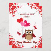 Uil Fijne Valentijnsdag Vriendenkaart voor Kindere Feestdagenkaart (Voorkant / Achterkant)