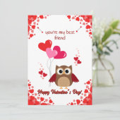 Uil Fijne Valentijnsdag Vriendenkaart voor Kindere Feestdagenkaart (Staand voorkant)