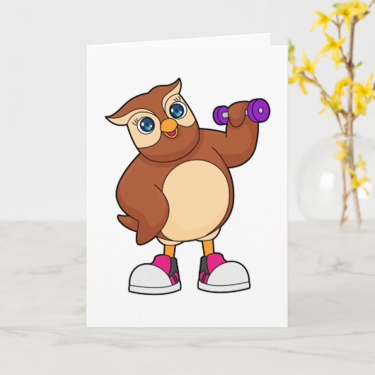 Uil Fitness Dumbbell Kaart (Gele Bloem)