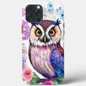 Uil Floral Artistic Waterverf Case-Mate iPhone Case (Achterkant)
