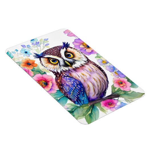 Uil Floral Artistic Waterverf Magneet (Rechterzijde)