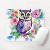 Uil Floral Artistic Waterverf Muismat (Met muis)