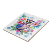 Uil Floral Artistic Waterverf Tegeltje (Zijkant)
