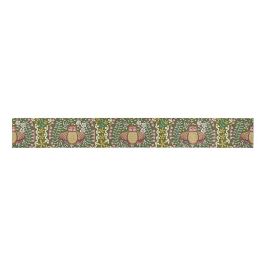 Uil Folk Green Grosgrain Lint (Voorkant)