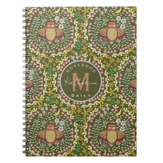 Uil Folk Green Notitieboek (Voorkant)