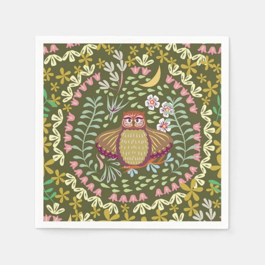 Uil Folk Green Servet (Voorkant)