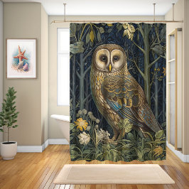 Uil Forest, William Morris Style Douchegordijn