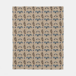 Uil Frenzy Fleece Deken (Beige)
