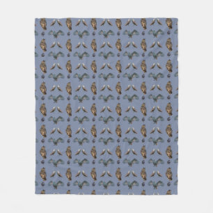 Uil Frenzy Fleece Deken (Blauw)