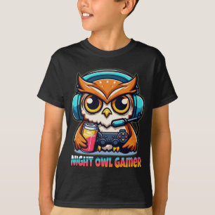 Uil Gamer Mascotte Pret Gaming Illustratie T-shirt