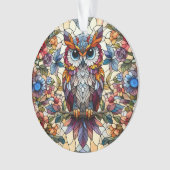 Uil Gebrandschilderd Glas Geïnspireerd Ornament (voorkant)