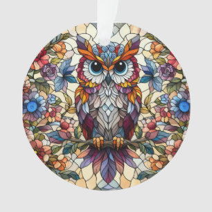 Uil Gebrandschilderd Glas Geïnspireerd Ornament