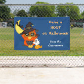 Uil gepersonaliseerd Halloween Spandoek (Insitu)