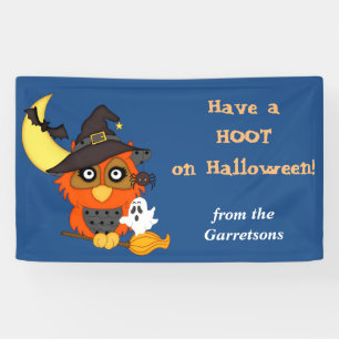 Uil gepersonaliseerd Halloween Spandoek