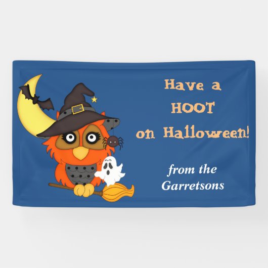 Uil gepersonaliseerd Halloween Spandoek (Horizontaal)