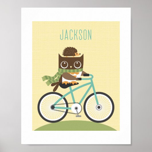 Uil gepersonaliseerde babysuite poster afdruk (Voorkant)
