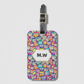 Uil gezichten cartoon doodle vogels monogram initi bagagelabel (Voorkant (verticaal))