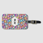 Uil gezichten cartoon doodle vogels monogram initi bagagelabel (Voorkant (horizontaal))