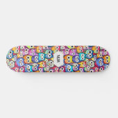 Uil gezichten cartoon vogelpatroon monogram sport persoonlijk skateboard (Horizontaal)