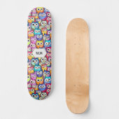 Uil gezichten cartoon vogelpatroon monogram sport persoonlijk skateboard (Voorkant)